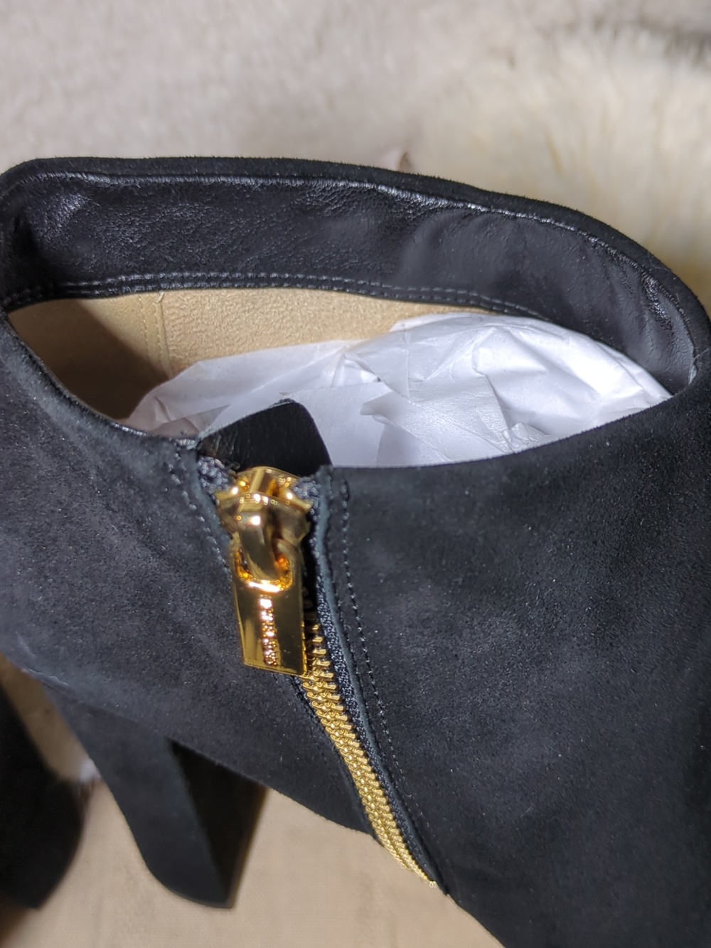Michael Kors Black Suede High Heel Ankle Boots w/Gold Zippers NOW ONLY $55 WOW - Picture 11 of 13